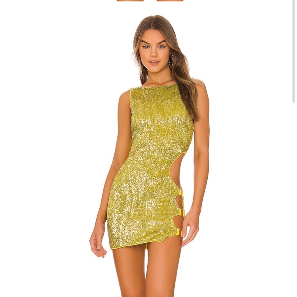Sequin Cut-Out Dress in Gold